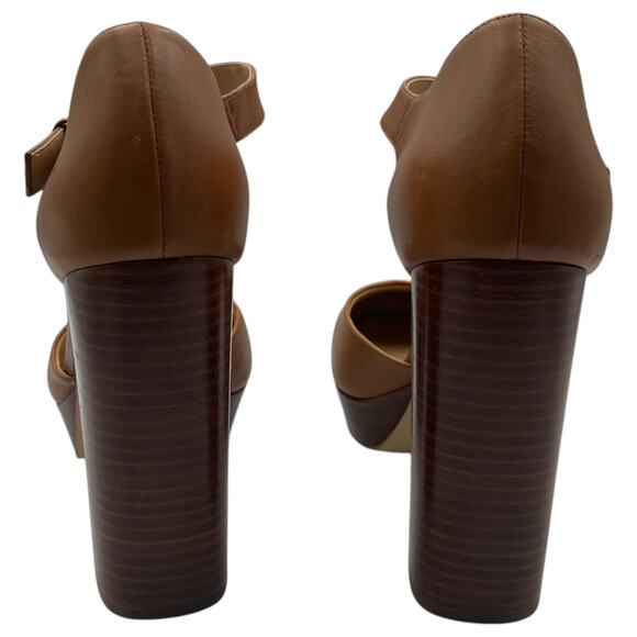 Michael Kors Sierra Platform Pumps Block High Heels D'Orsay Acorn Brown Size 9M - Picture 3 of 7